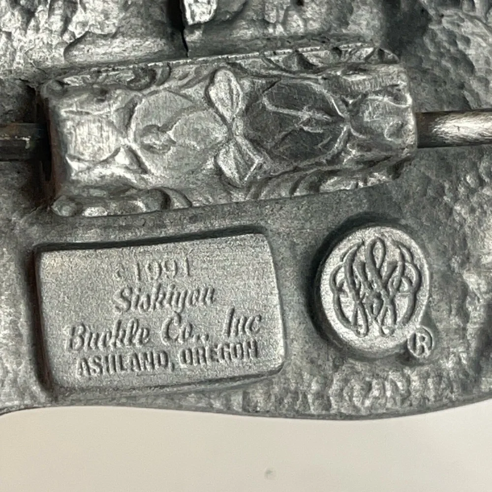 1991 Siskiyou United States Marines Pewter Belt Buckle Eagle Globe Anchor